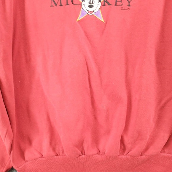 Velva Sheen Mens Embroidered Mickey Mouse Pullover Sweatshirt Red XL Vintage USA - Picture 4 of 12